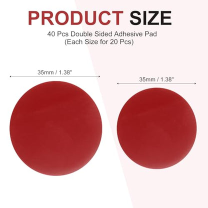 40 Pcs Double Sided Adhesive Pads, 1.38" / 0.98" Dia Dash Cam Sticky Pads Self-Adhesive Round Mounting Foam Tape Waterproof & Heat Resistant for Car Walls Picture Home Decor, Red - size: 1.38" / 0.98" Dia