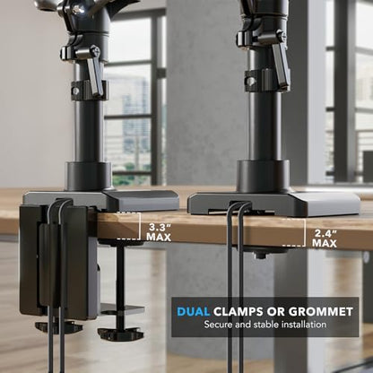 Mount-It! Triple Monitor Desk Stand, USB-A & C, Black - color: Black
