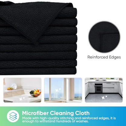 HOMEXCEL 24PK Microfiber Cleaning Cloth, Cleaning Rag for Home, 11.5x11.5in - color: Black