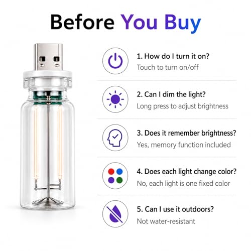 4PCS Dimmable USB Touch Control Led Night Lights, Glass Plug in USB Light Bulbs, Cute Interior Car Lights, Retro Led Ambient Lighting, Small Mood Lamp for Bedroom, Hallway, Nursery, Camping - color: red+blue+green+purple