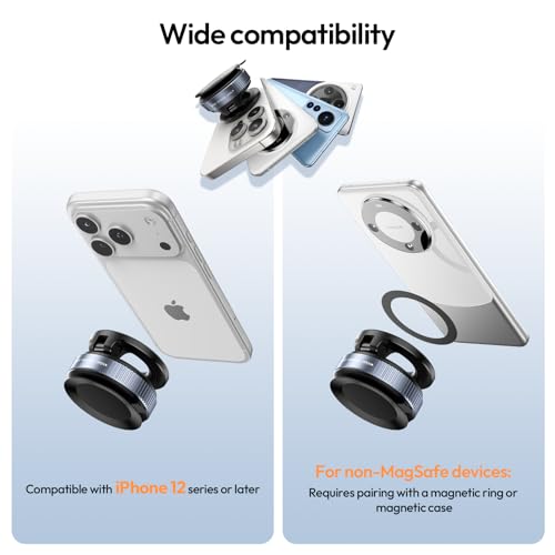 ULANZI Vacuum Suction Cup Phone Mount, 360° Rotatable Magnetic Phone Holder with Adhesive Pad, ≥14N Magnet for Car Kitchen Gym, Car Truck Accessories for iPhone 17 16 Vehicle Mounts