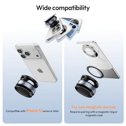 ULANZI Vacuum Suction Cup Phone Mount, 360° Rotatable Magnetic Phone Holder with Adhesive Pad, ≥14N Magnet for Car Kitchen Gym, Car Truck Accessories for iPhone 17 16 Vehicle Mounts