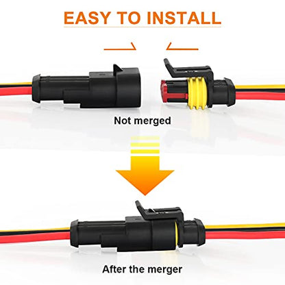 NAOEVO 3 Pin Connector Waterproof, 16 AWG 3 Wire Connectors, 6 Kits (Pack of 2) - size: 3 Pin (Pack of 2)
