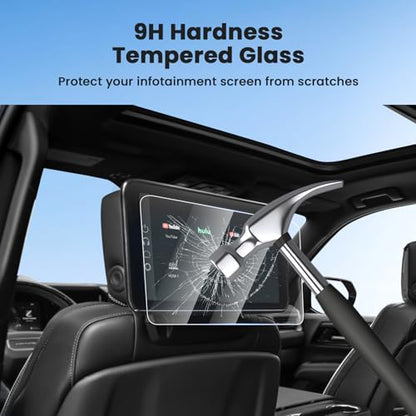 Canvcle 2PCS Rear Screen Protector for 2021-2026 Chevy Tahoe/Suburban/GMC Yukon, 12.6 Inch Rear Seat Touch Screen Protector Tempered Glass Navigation Display Screen Cover Infotainment Protective Film - size: 2021-Present Chevy Tahoe/Suburban/Yukon 12.6 In