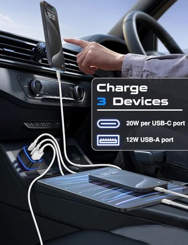 USB C Car Charger, 3 Port PD Super Mini Cigarette Lighter Adapter, 2Pack USB-C & A Fast Car Charging for iPhone 16/15 Pro Max, Galaxy S25/S24, iPad, Pixel, Android Phones,Travel Essentials for Men - color: Black