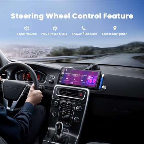 9.26" Wireless Portable Carplay Screen for Apple Car Play Android Auto OTA - color: Black