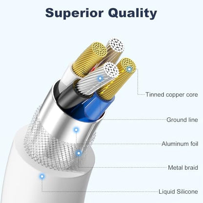 Car Carplay Cable for iPhone 17 16 15 Pro Max Air 6FT USB A to USB C Cable - color: White, size: 6FT