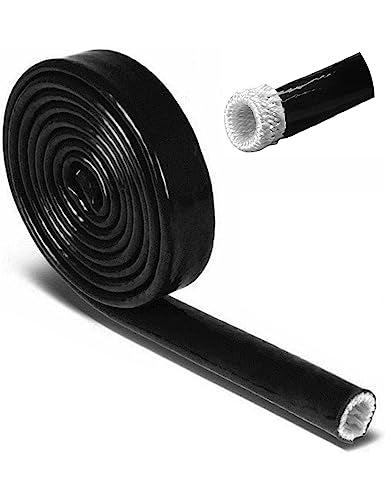 Fuel Line Heat Shield Insulation Wire Heat Shield Fuel Line Heat Shield Sleeve Fire Sleeve Silicone Coated Fiberglass Heat Protection for Automotive Hose Lines & Electrical Wiring 3/8" ID(Black) - color: Black, size: 3/8" ID*5FT