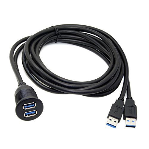 chenyang USB 3.0 Dual Port Flush Mount 2 Male to 2 Female Extension Cable for Car Dashboard Panel Mount - color: Dual Port Male to Female with Waterproof