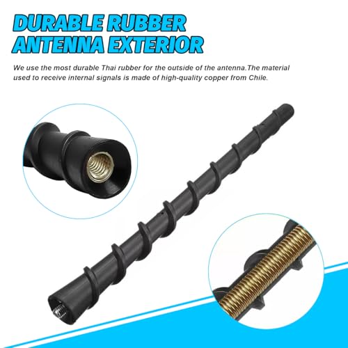 Car Spiral Antenna, 7 Inch Waterproof Vehicle Toppers Mast with Screw Adapters, Flexible Auto Exterior Radio AM FM Antenna Replacement Accessories, Universal for SUV, Sedan, Truck