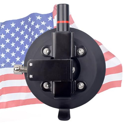 Update Suction Cup Pole Stand Universal Car Aluminum Alloy Flag Pole Bracket Black for Vehicle Off-Road ATV UTV Jeep Wrangler & House Outdoor