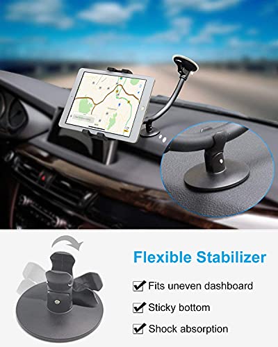 Windshield Car Tablet Mount, Car/Truck Window Dashboard Tablet Holder with Long Arm Suction Cup, Compatible with iPad Pro/Air/Mini, Galaxy Tab/Z Fold, iPhone, More 4-13" Cell Phones and Tablets
