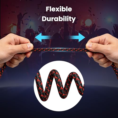 KIRFEIHT RCA Cables - 2RCA to 2RCA Subwoofer Cable OFC Core Gold-Plated Plug Nylon Braided Car Audio Cable for Hi-Fi Systems, Home Theater, HDTV, Amplifiers, Speakers 10FT - Red & Black - size: 10FT, style: 2RCA TO 2RCA