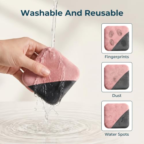 Car Screen Cleaner, 4.1''×4.1'' Microfiber Dashboard Wipes, Car Wipes Interior Cleaning, Square Cars Screen Wipe, Square Cleaner Tool for Dashboard LCD Display (Pink)