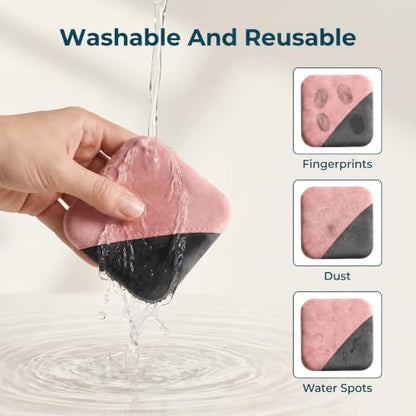 Car Screen Cleaner, 4.1''×4.1'' Microfiber Dashboard Wipes, Car Wipes Interior Cleaning, Square Cars Screen Wipe, Square Cleaner Tool for Dashboard LCD Display (Pink)