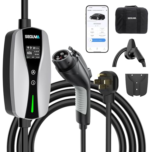 SEGUMA Level 2 EV Charger, 40A Wi-Fi/App ETL Certified for J1772 BEVs/PHEVs - color: Silver