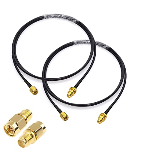 2pack 3ft WiFi Antenna Extension Cable RG174 RF SMA Male to SMA Female Coaxial Cable Low Loss Gold Plated Pigtail with Adapter Connector Kit - style: 3ft-Pack of 2