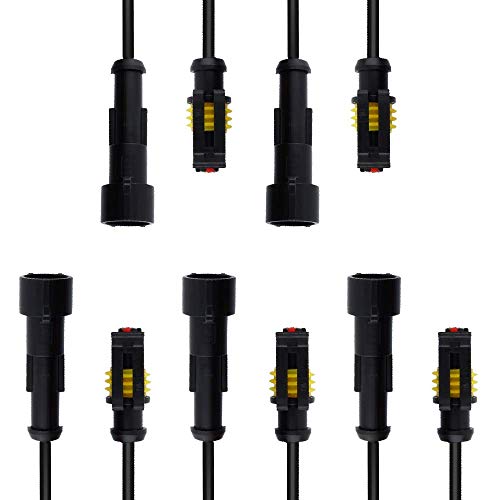 MUYI 1Pin Way 18AWG Waterproof Electrical Connector Wire Connectors-5 Kit - style: 1pin (5sets)