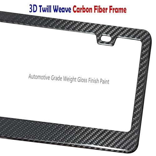 BGGTMO Carbon Fiber License Plate Frame - 100% Real Carbon Fiber Overlays Stainless Steel License Plate Frames | Stainless Steel Anti-Theft License Plate Screws | 1PC Black Gloss Plate Frame - color: Real Carbon Frame-Wide Edge