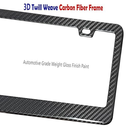 BGGTMO Carbon Fiber License Plate Frame - 100% Real Carbon Fiber Overlays Stainless Steel License Plate Frames | Stainless Steel Anti-Theft License Plate Screws | 1PC Black Gloss Plate Frame - color: Real Carbon Frame-Wide Edge