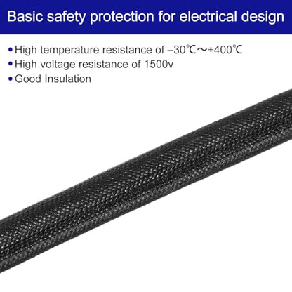 MECCANIXITY 3Pcs Wire Insulation Braid Fire Sleeve,3.28Ft-6mm ID Black, High Temp Silicone Coated Fiberglass Sleeving for Automotive Hose Lines Electrical Wiring - color: Black, size: 3.28Ft-6mm