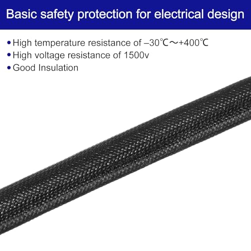 MECCANIXITY 3Pcs Wire Insulation Braid Fire Sleeve,3.28Ft-2mm ID Black, High Temp Silicone Coated Fiberglass Sleeving for Automotive Hose Lines Electrical Wiring - color: Black, size: 3.28Ft-2mm
