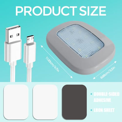 Car Interior Ceiling Roof Lights, Dome Light, Magnetic Rechargeable USB Wireless Dome Lamp, Press Switch 10 LEDs Car Interior Ceiling Reading Lamp Universal for RV Truck Trailer Camper (Gray) - color: Gray