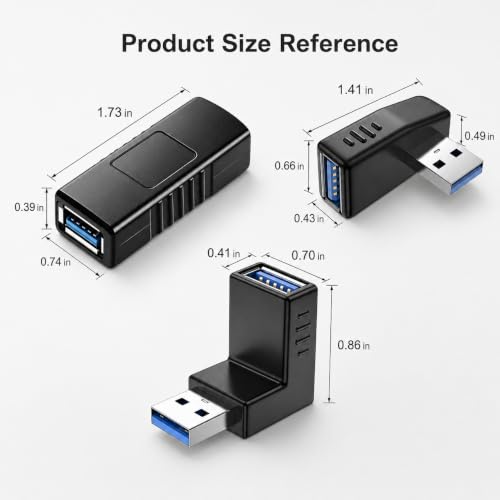 USB 3.0 Adapter Kit 90 Degree Up Down Left Right Angle Female Coupler 5Pcs - style: usb adapter up down left right coupler