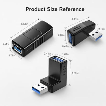 USB 3.0 Adapter Kit 90 Degree Up Down Left Right Angle Female Coupler 5Pcs - style: usb adapter up down left right coupler