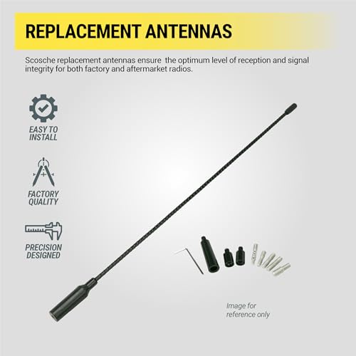 Scosche RMA900 Universal Car Radio Antenna - 13” Rubber Mast - Top Mount Replacement Antenna - Fits Domestic and Import Vehicles - Enhanced AM/FM Reception - Auto Antenna Car Truck SUV - style: 13" Universal Rubber Antenna