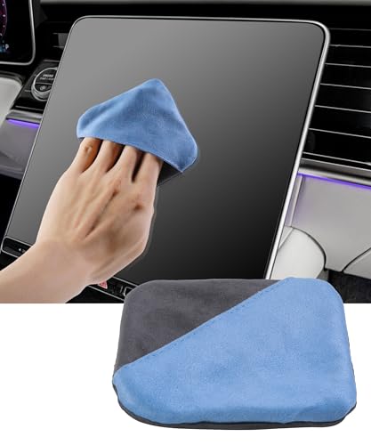 SCUARI Car Screen Cleaner,Touch Screen Cleaner for Car,Car Accessories Car Screen Wipes,Foldable Car Screen Cleaner Cloth,Square Microfiber Screen Cleaning Pad,Fits Car Dashboard LCD Display (Blue) - color: Blue
