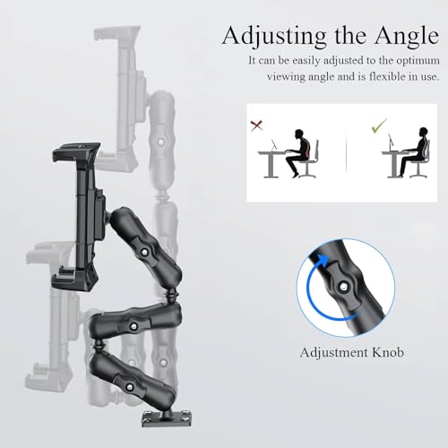 OHLPRO Tablet Mount for Truck - Heavy Duty Drill Base Tablet Holder for Car Dashboard, iPad Holder for All 5"-13" iPad Pro Samsung Galaxy Kindle fire Tablets and Car Wall etc. - 12-inch Arm - size: 12-inch Plastic Arm