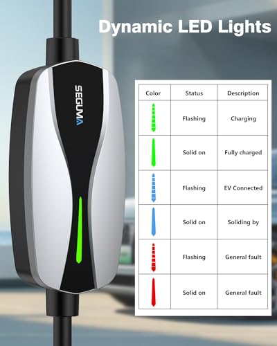 SEGUMA Level 1/2 EV Charger 16Amp Electric Car Charger for J1772 BEVs/PHEVs - color: Silver
