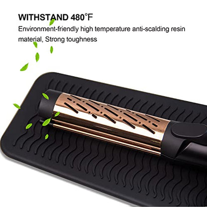 ANGENIL Silicone Heat Resistant Travel Mat Pouch for Titanium Ceramic Flat Iron, Hair Straightener Professional and Curler 2 in 1, Curling Wand, Crimper Hair Iron Tools, Food Grade Silicone, Black - color: Black