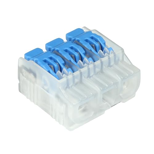 Ideal Electrical in-Sure Lever Wire Connector,12 AWG, 3-Port (30-05L23), Bag of 50—Compact Releasable Connectors for Solid and Stranded Wires