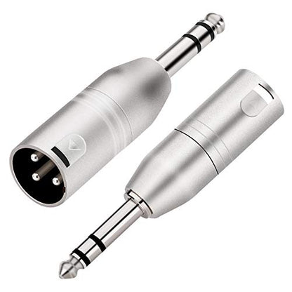 Tisino 1/4" TRS to XLR Adapter, Balanced Quarter Inch 6.35mm Male to XLR Male Adapters - 2 Pack - color: 1/4" TRS to XLRM
