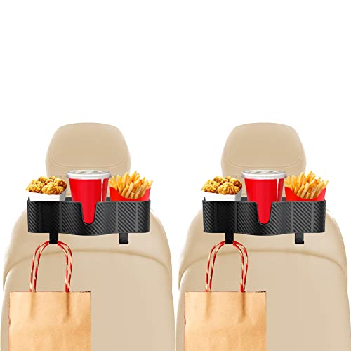 OUSHASAA 3-in-1 Car Headrest Organizer with 3.7" Cup Holder & Hooks-2PC - size: 2-PACKS