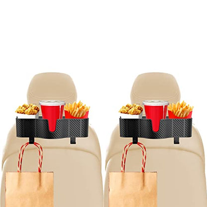OUSHASAA 3-in-1 Car Headrest Organizer with 3.7" Cup Holder & Hooks-2PC - size: 2-PACKS