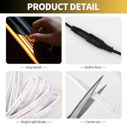 HOLDCY Car Trunk Cargo LED Strip Light, 12V Warm Yellow 3500K, 118.11in - color: Warm Yellow/3500K, size: 118.11 inches