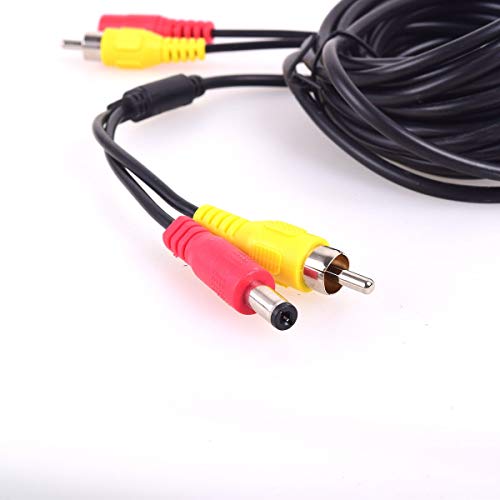 EKYLIN Car RCA DC Video Extension Cable, Truck Bus Camper Van Long Distance Reverse Parking Camera (15 Meters/50 Feet) - 2 in 1 AV & DC Power Cable - size: 15m/50ft