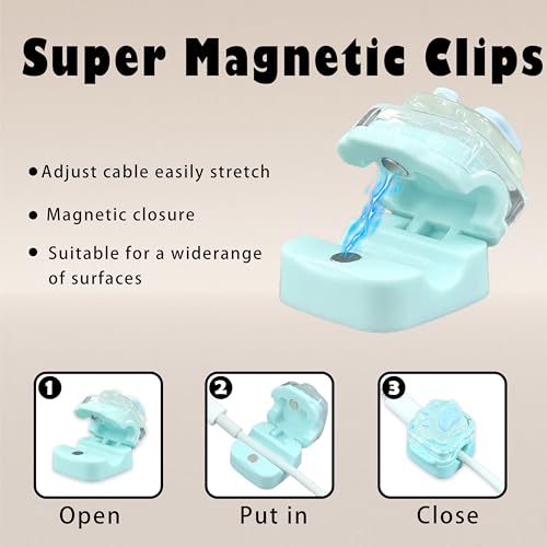 9Pack Magnetic Cable Clips,Night-Glowing Cord Holder,Blue Cat - color: Blue Cat
