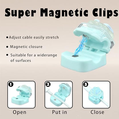 9Pack Magnetic Cable Clips,Night-Glowing Cord Holder,Blue Cat - color: Blue Cat