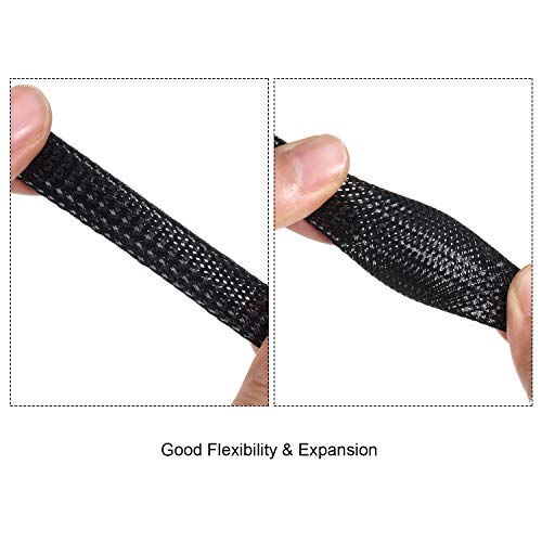 Boao 50ft PET Expandable Braided Cable Sleeve, Wire Loom Braid Sleeving with 127 Pieces Shrink Tube for Audio Video and Other Home Device Cable Automotive Wire(1/2 Inch, 1/4 Inch, 3/8 Inch,Black) - color: Black, size: 1/2 Inch, 1/4 Inch, 3/8 Inch