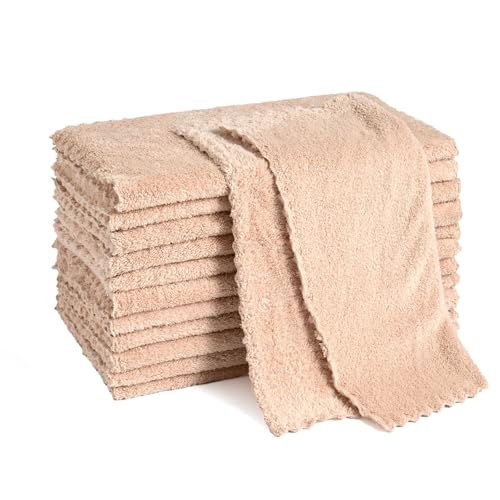 12 Pack Cleaning Cloth,Ultra Soft Absorbent Quick Drying Microfiber Cleaning Rags,No Scratches,Reusable,Washable,Lint Free Cleaning Towels for Kitchen,Window,Glass,car,11.8"×11.8"(Camel) - color: Camel