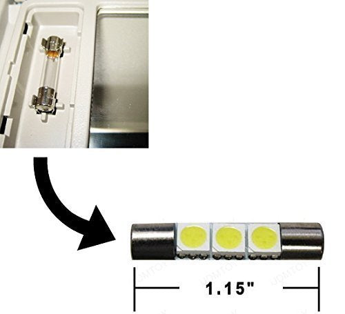 iJDMTOY (2) Super Bright 6-SMD 29mm 6614F LED Replacement Bulbs For Car Sun Visor Vanity Mirror Lights, Xenon White