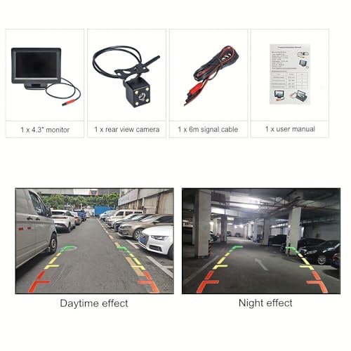 4.3 Inch TFT LCD Car Monitor Vehicle Rear View Reverse Backup Car LED Camera Video Parking System for Cars,Trucks,Pickups,Suvs, Easy Install, VS-S4301