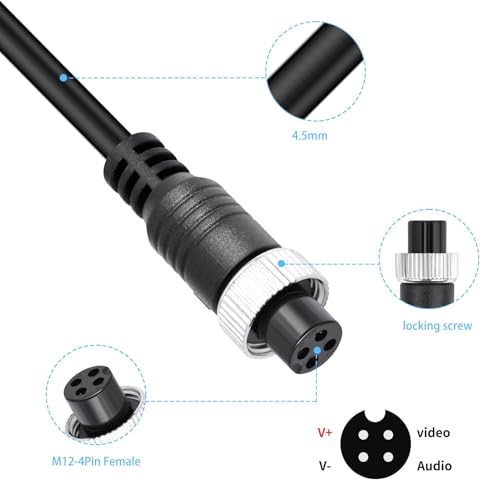 4Pin Backup Camera 4 Pin Backup Camera Extension Cable with Trigger Wire Dash Cam Rearview Camera Extension Cord for CCTV Rear Camera Truck Trailer RV (20m / 65.6ft)