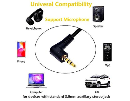 3.5mm Audio 4Pole Male Cable Dual 90Degree Stereo Headphone3.28ft