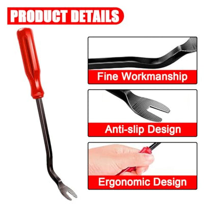 JOYCOURT 5PCS Auto Clip Pliers Set and Fastener Remover, No Scratch Automotive Door Panel Removal Tool, Car Trim Rivet Pry Tool Repair Kit for Vehicle Dash Audio Radio Installer - color: Red