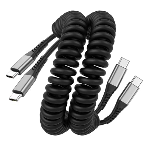 Coiled USB C to USB C Cable for Car, 2Pack 3FT Retractable Car Charger Cord - style: Coiled USB-C to USB-C